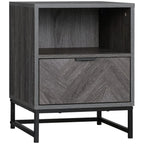 Nightstand with Drawer & Shelf - End Table for Living Room & Bedroom - Design