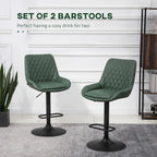Stylish Bar Stools Set x2, Adjustable 360° Swivel Chairs for Kitchen - Green