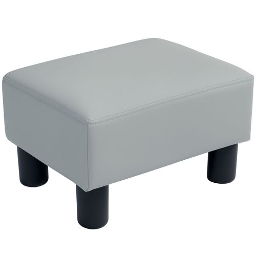 Chic Faux Leather Footstool Small Footrest with 4 Plastic Legs, Grey