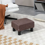 Chic Linen Fabric Footstool Ottoman Cube with 4 Plastic Legs Brown