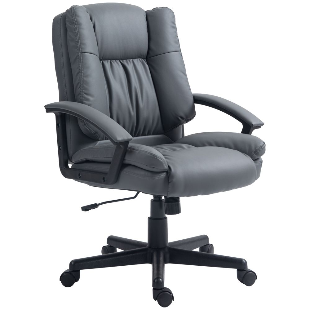Dark Grey Faux Leather Office Chair - Comfortable and Stylish Design for Home and Office