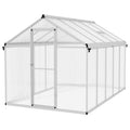10x6ft Aluminium Greenhouse with Door, Window & Galvanised Base - PC Panel