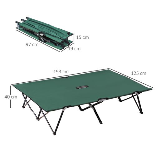 Double Camping Bed Camping Cot Foldable Sunbed Outdoor Patio Sleeping Bed Super Light with Carry Bag (Green)