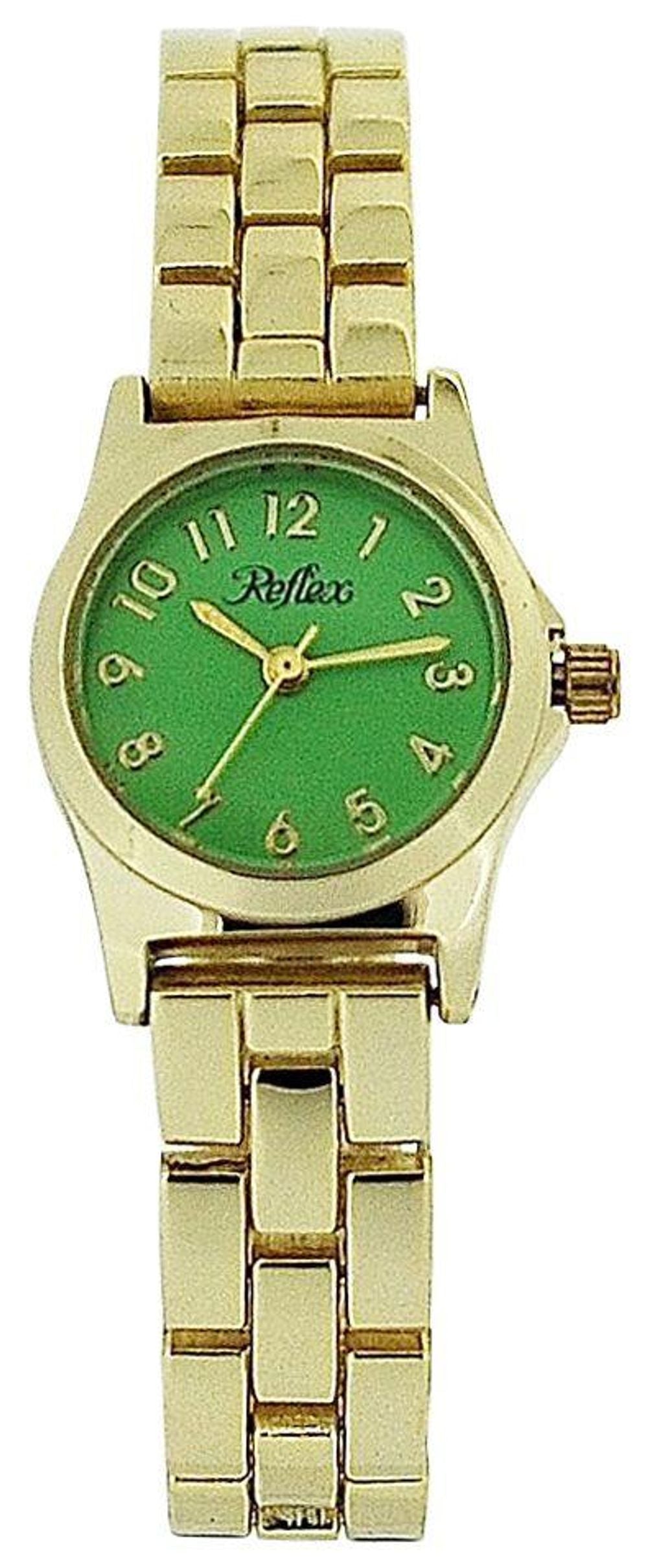 Ladies Metal Analogue Green Dial & Yellow Tone Metal Bracelet Strap Watch