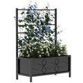 Metal Raised Garden Bed Planter Box with Trellis, 90 x 40 x 120 cm