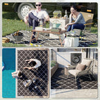 182x274cm Reversible Waterproof Outdoor Rug w/ Carry Bag - Ideal for Camping, Picnics, Festivals - Durable & Water-Resistant - Black