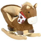 Kids Rocking Horse, Plush Baby Rocking Chair with Safety Harness & Sounds