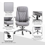 High Back Executive Office Chair Home Swivel PU Leather Chair, Grey