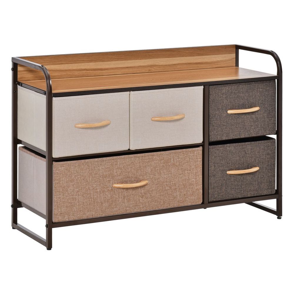 5-Drawer Storage Tower Dresser - Wood Top, Steel Frame - Storage Organizer - Easy Assembly