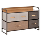 5-Drawer Storage Tower Dresser - Wood Top, Steel Frame - Storage Organizer - Easy Assembly