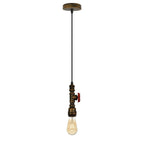 Vintage industrial metal pendant pipe light E27 fitting 95cm adjustable cable