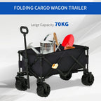 Outdoor Pull Along Garden Trolley on Wheels Folding Beach Cart Black