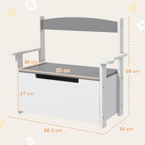 2 in 1 Toy Box for Kids with Safety Lid for Bedroom, Nursery
