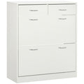 Slim Shoe Cabinet with 2 Flip Drawers for 12 Pairs of Shoes White