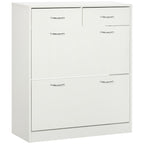 Slim Shoe Cabinet with 2 Flip Drawers for 12 Pairs of Shoes White