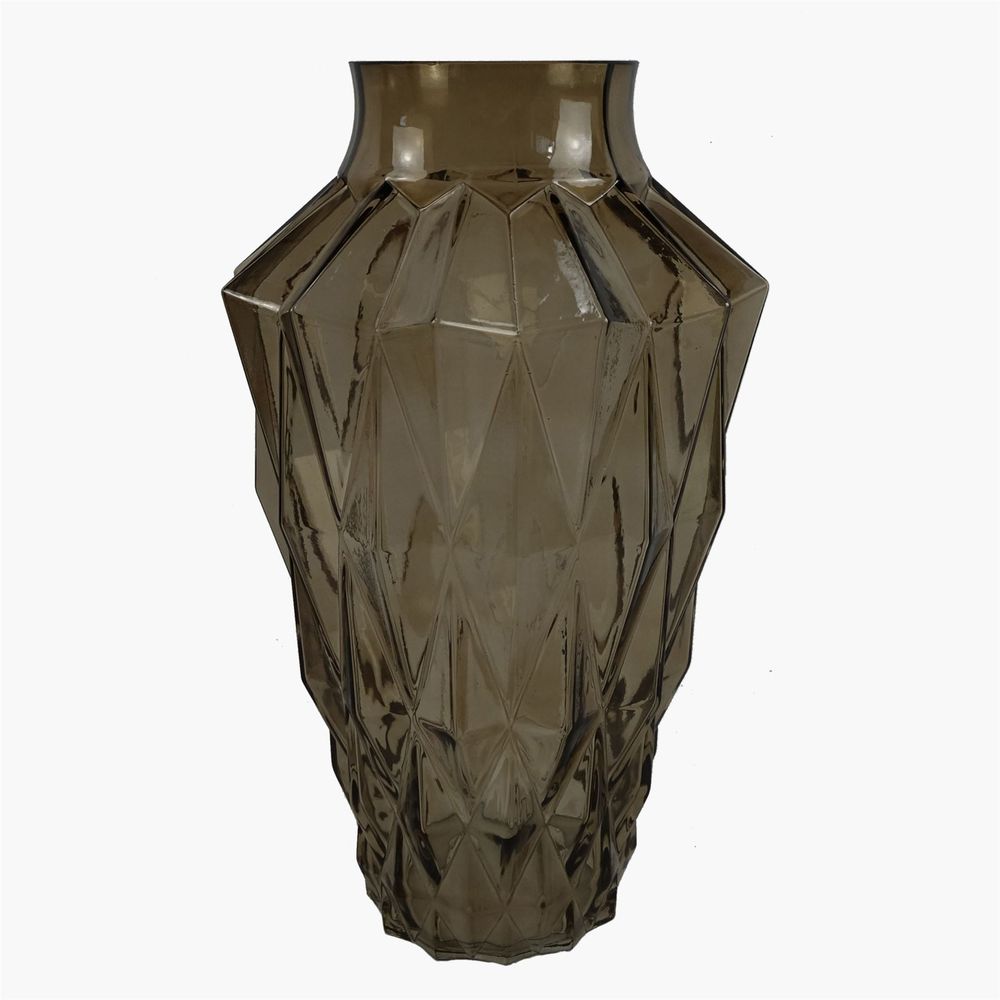 65cm Yellow Rose Geometric Glass Vase - Artificial Flower Arrangement