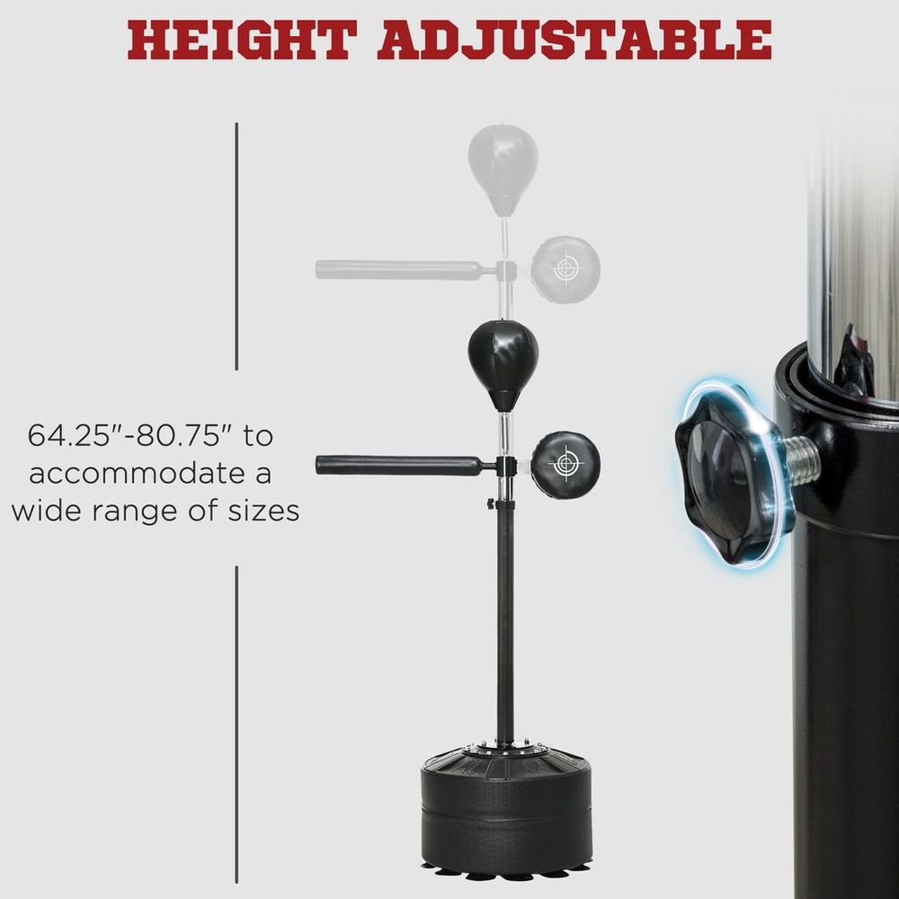 Adjustable Speed Bag: Boxing Bag with Stand, Bar, Black - Improve Timing, & Accuracy