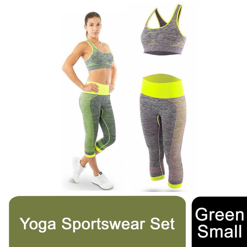 Zodiac Fitness Women Yoga Set Green S - Moisture Wicking - Soft Touch Elastic - Quick Dry