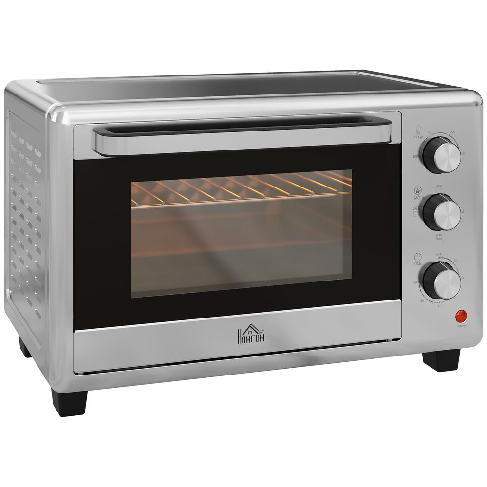 30L Mini Oven with Adjustable Temperature, 60 Min Time 1600W, Silver