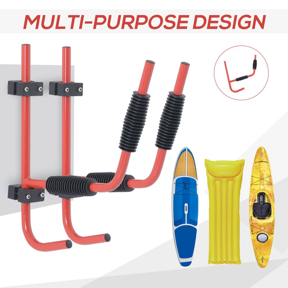 Kayak Canoe Heavy Duty Wall Mounted Storage Holder Rack Heavy Duty Storing Hangers Red and Black,37 x 44 cm