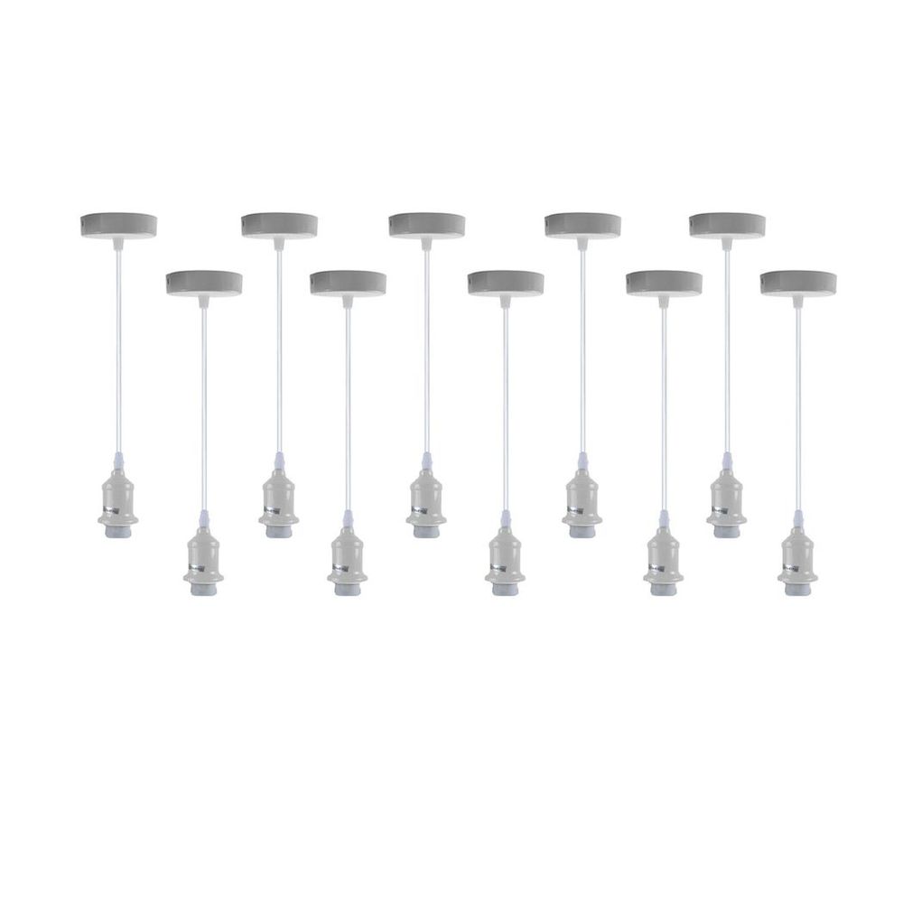 10 Pack Industrial Pendant Light Fitting, lampshade addable E27 Lamp Holder Fitting Set with PVC Cable with Contemporary Detail