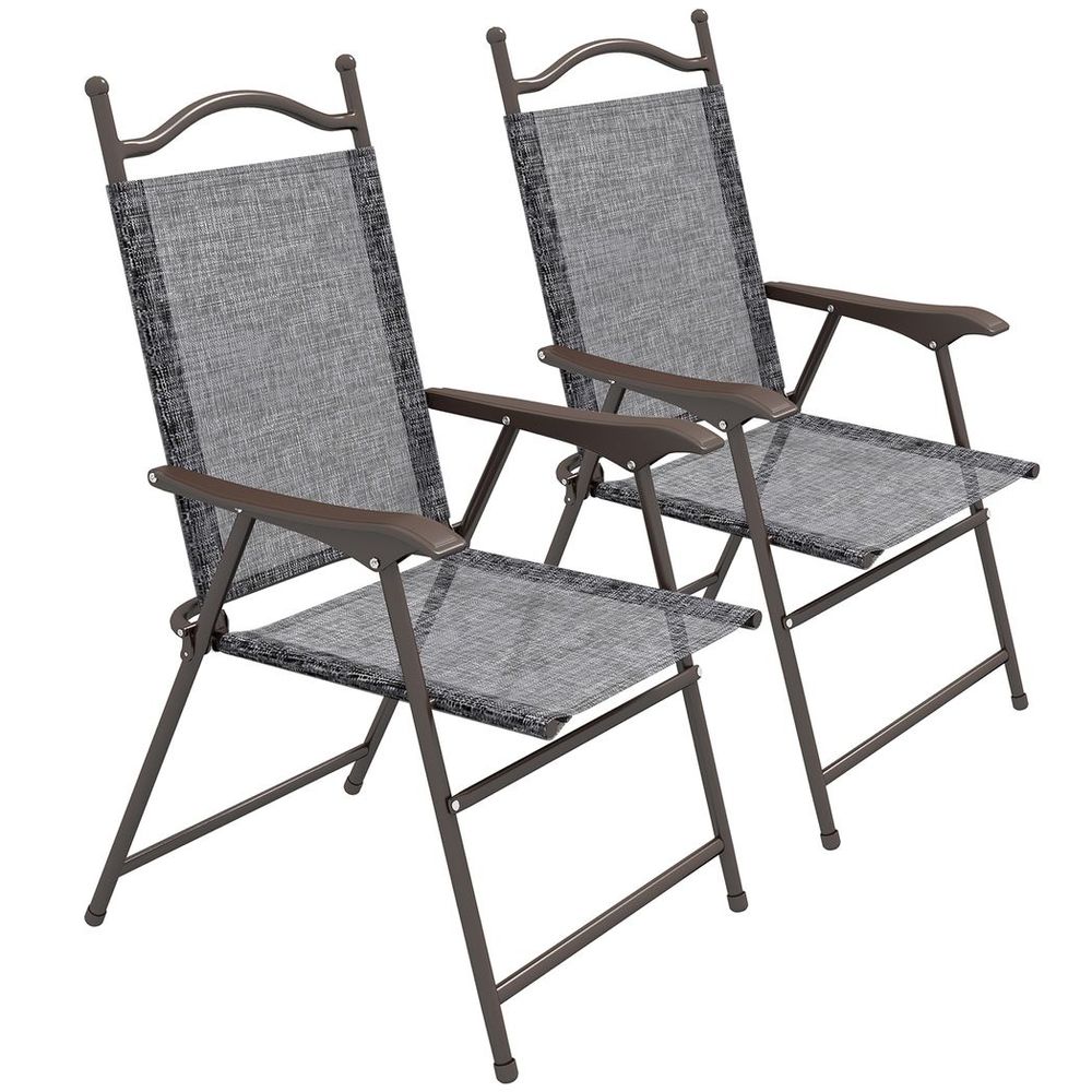 Folding Chairs - Portable, Armrests, Mesh Fabric Seat - Ideal for Outdoor Events