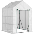 Greenhouse for Outdoor, Gardening 2 Tier Shelf, PE Cover, 143x143x195cm, Green