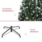 5FT Artificial Christmas Tree with Pine Cones, Holiday Home Xmas Decoration Automatic Open, Green