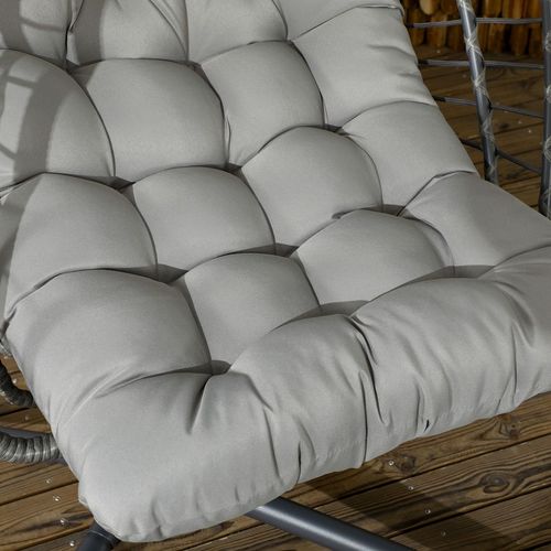 PE Hanging Swing Chair w/ Thick Cushion, Patio Hanging Chair, Grey