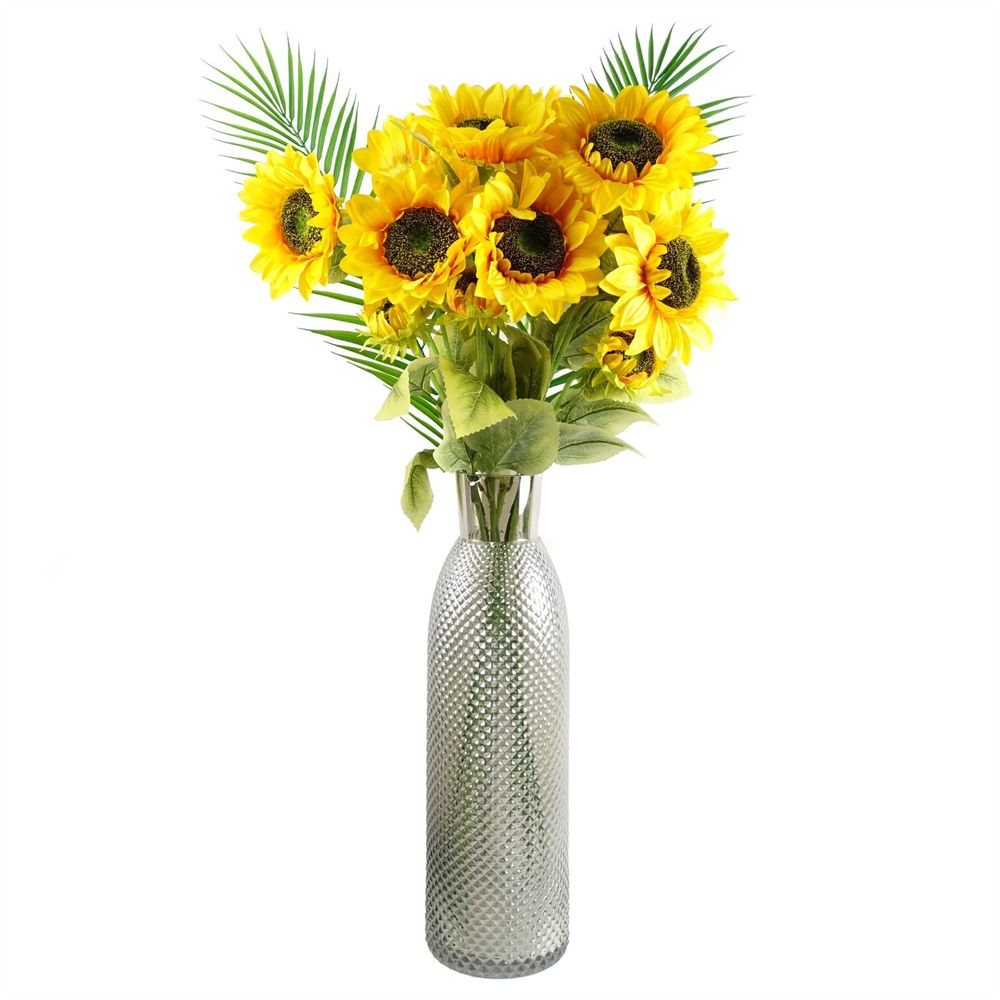 Pack of 6 x 88cm Yellow Artificial Sunflower - 18 heads with Flowers Detail
