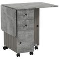 Folding Dining Table, Drop Leaf Table With Storage Drawers Grey Marble Grey Marble Effect