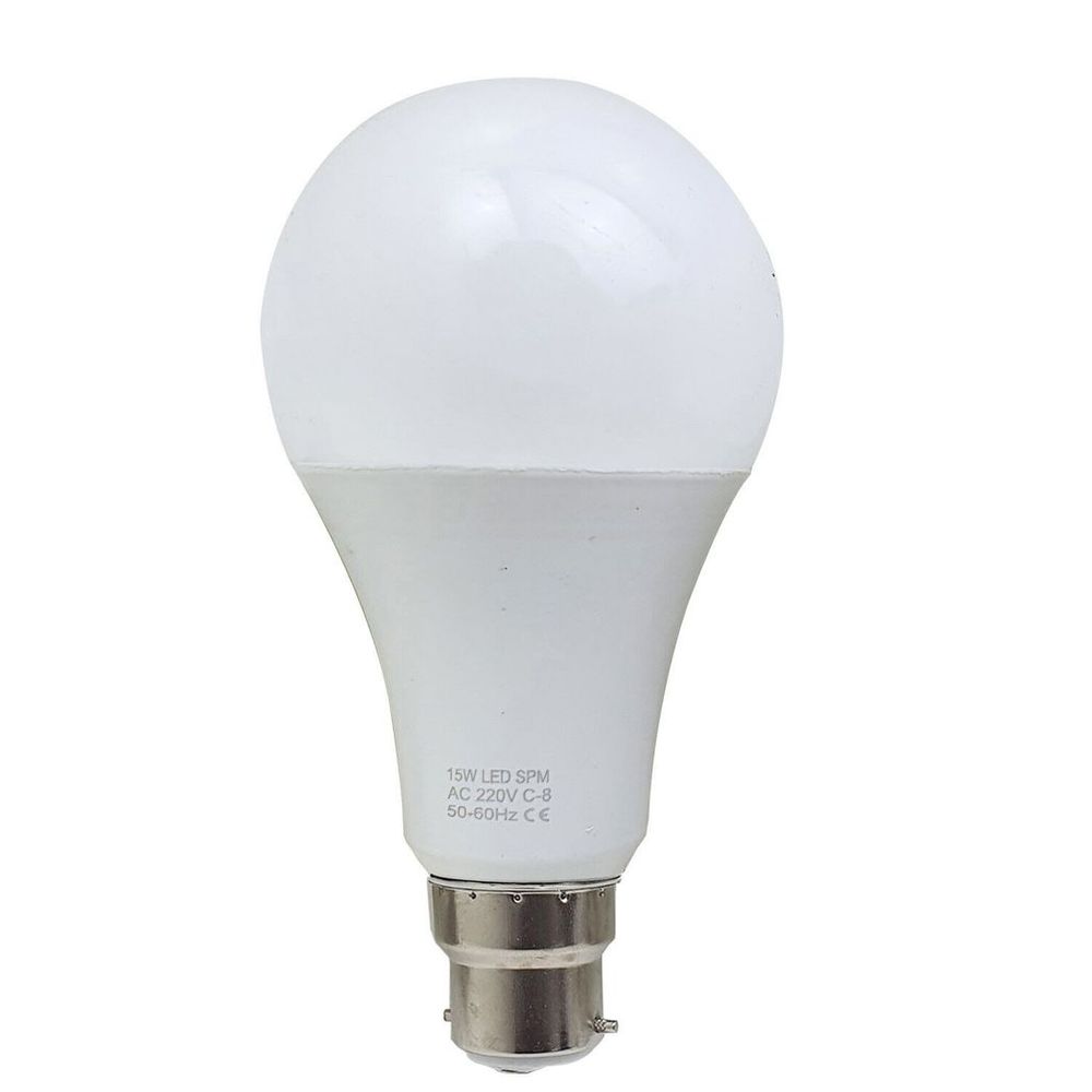 B22 15W Energy Saving Warm White LED Light Bulbs A60 B22 Screw-in non dimmable bulbs Pack 1