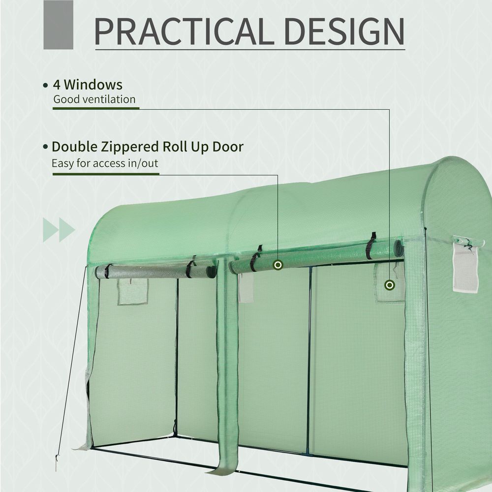 10ft x 3ft Plant Tomato Greenhouse - Double Doors - 4 Windows