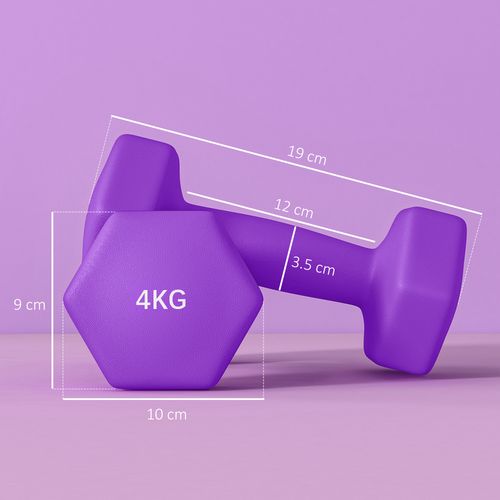 Set of 2 Hexagonal Dumbbells Weights Pair, 2 x 4kg