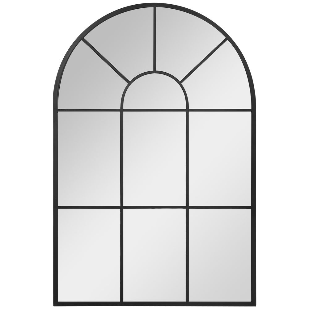Modern Arched Window Wall Mirror for Living Room Bedroom, 91x60cm, Black