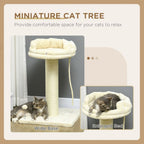 Indoor Cat Tree - Sisal Scratching Post, Spacious Kitten Bed - Cream