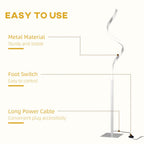 Dimmable Floor Lamp for Living Room, Modern Spiral Standing Lamp with 3 Adjustable Brightness and Square Base, Silver