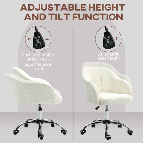 Fluffy Vanity Chair for Desk, with Height Adjustable, Wheels