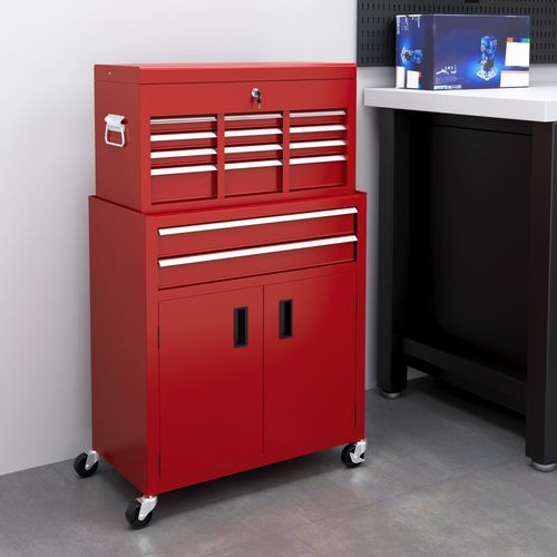 Top Chest and Roller Cabinet Combo Metal Tool Cabinet on Wheels