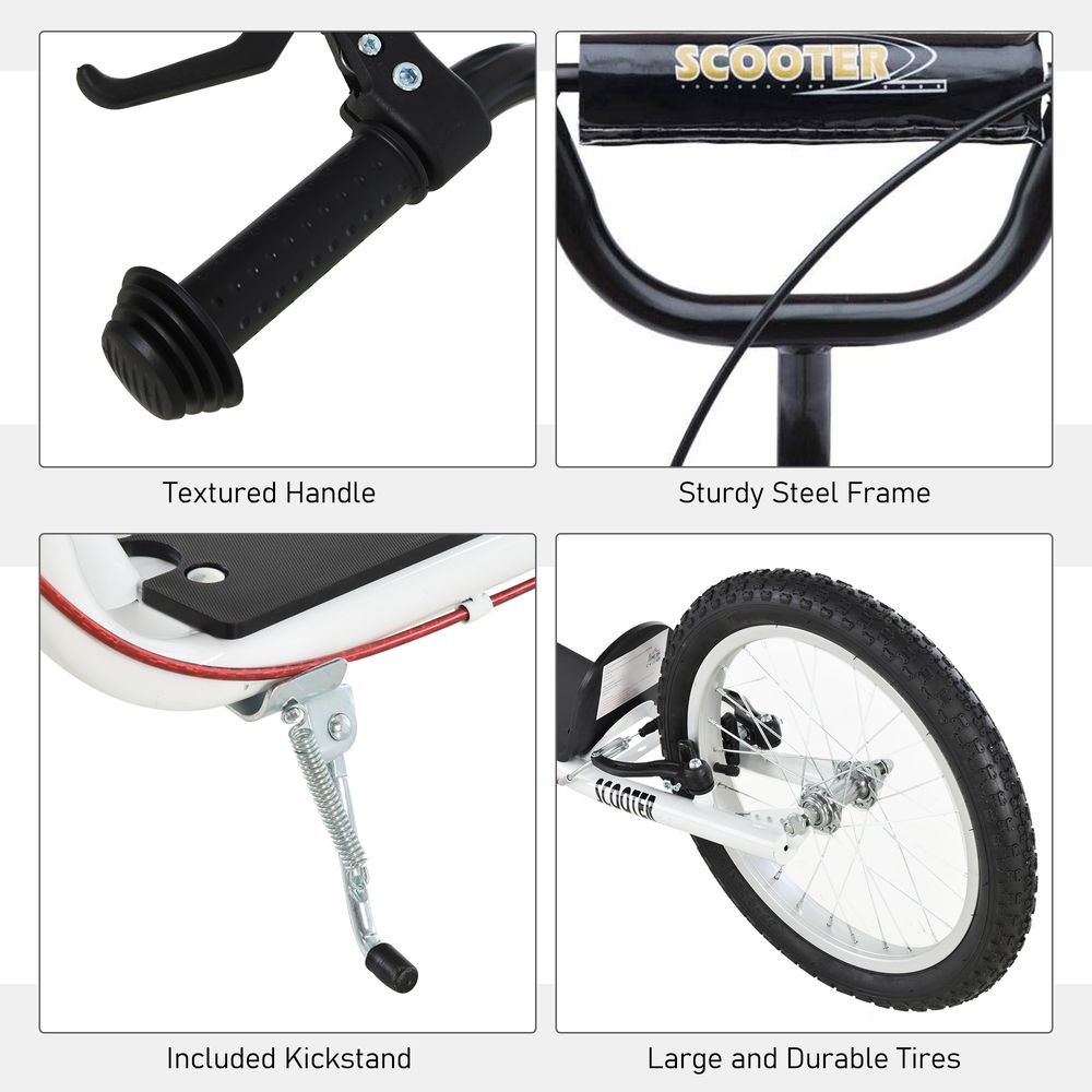 Kick Scooters for Kids with Adjustable Height, Anti-Slip Deck, Dual Brakes, Rubber Tyres, for Boys and Girls Aged 5+ Years Old - White