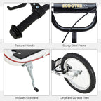 Kick Scooters for Kids with Adjustable Height, Anti-Slip Deck, Dual Brakes, Rubber Tyres, for Boys and Girls Aged 5+ Years Old - White
