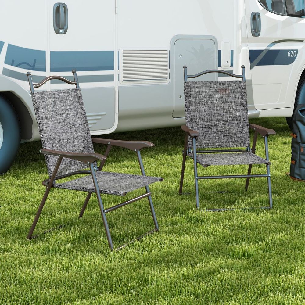 Folding Chairs - Portable, Armrests, Mesh Fabric Seat - Ideal for Outdoor Events