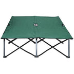 Double Camping Bed Camping Cot Foldable Sunbed Outdoor Patio Sleeping Bed Super Light with Carry Bag (Green)