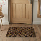 Astley Scallop Deco Latex Backed Coir 45x75cm Black Doormat