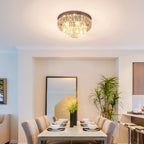Round Crystal Ceiling Lamp 7 Lights Chandelier Mounted Fixture