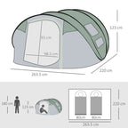 4-5 Person Dome Camping Tent - Pop-Up Design - 4 Windows - Quality & Professional