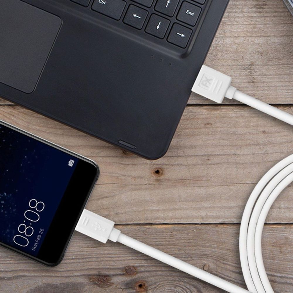 FX USB Data Cable - Fast Charge & Sync - Micro USB - White - Compatible with mobile phone, HTC, Motorola