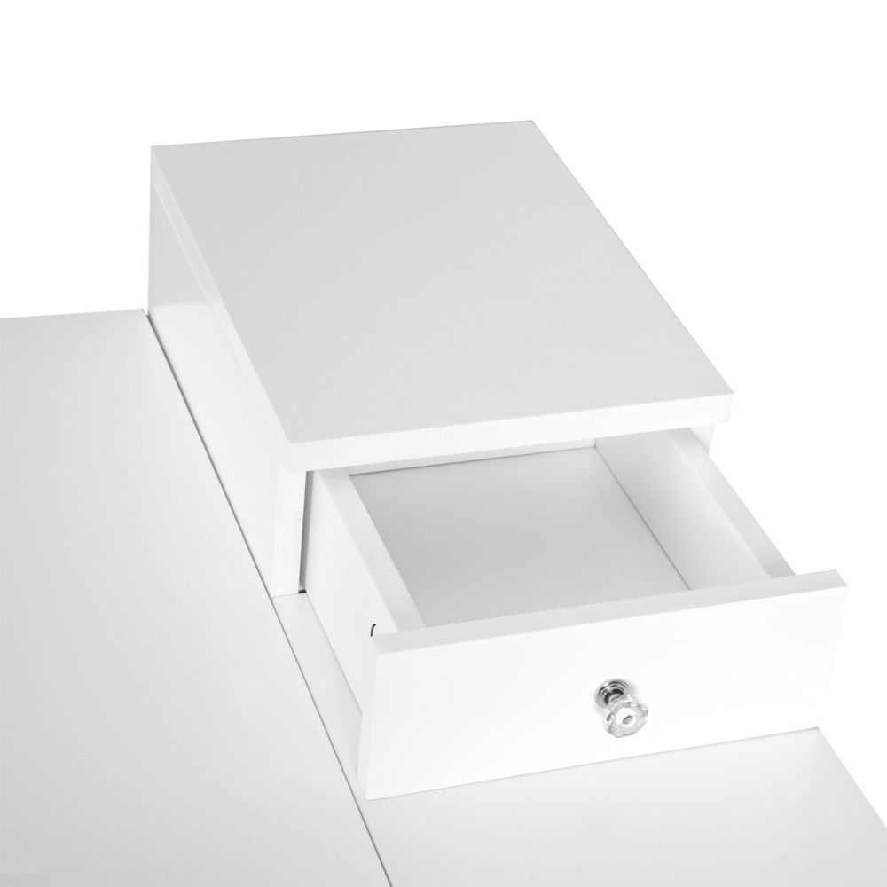 Dressing Table Desk Flip-up Mirror Multi-Purpose Large Space 2 Drawers Modern - White