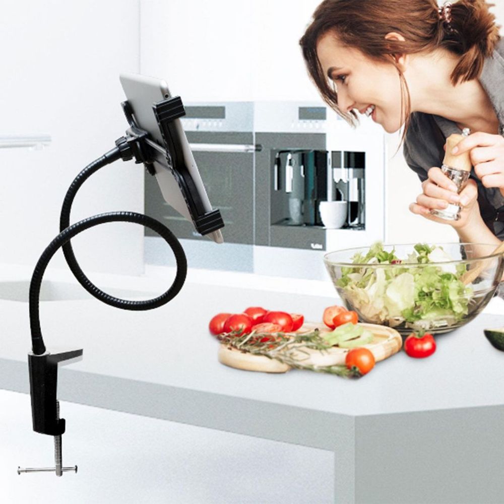 AQ 360 Aluminium Alloy Rotating Tablet Holder - Black - Adjustable Gooseneck