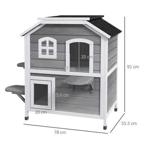 Cat House - Grey and White Material